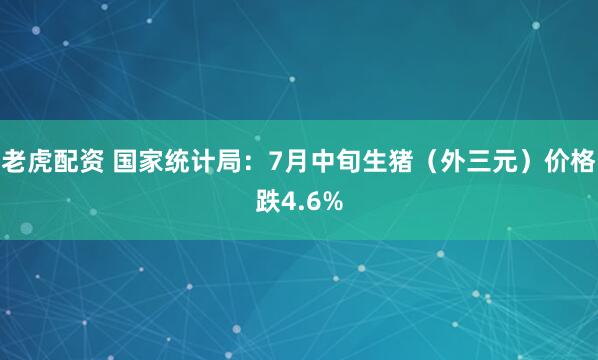 老虎配资 国家统计局：7月中旬生猪（外三元）价格跌4.6%