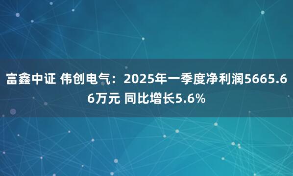 富鑫中证 伟创电气：2025年一季度净利润5665.66万元 同比增长5.6%